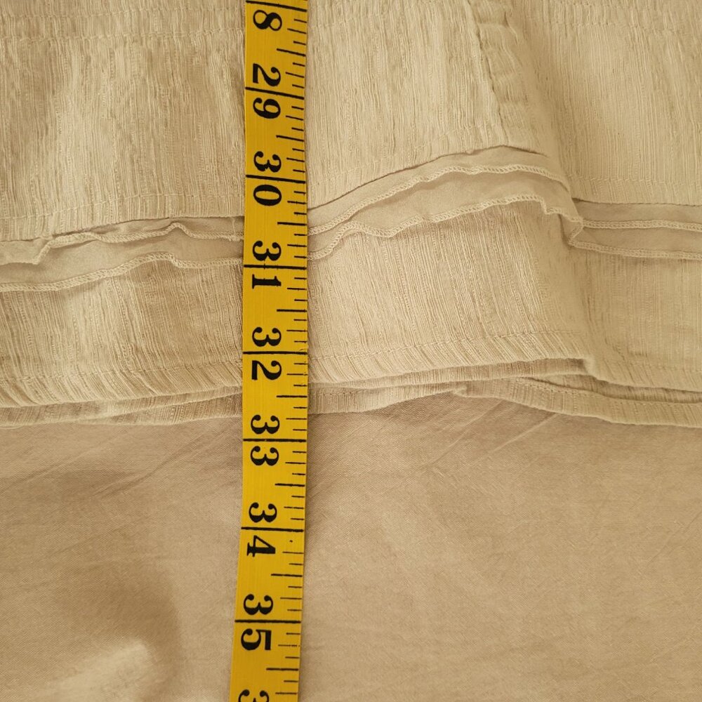 Womens Lagenlook Beige Full Skirt L Silk Linen Elastic Lace Prarie Romance fairy - Picture 2 of 5